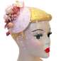 Preview: Pink Fascinator with Flowers and Polka Dot Veil