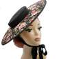 Preview: Big Black Hat with Wide Brim with Flowers