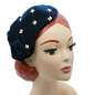 Preview: Blue Velvet Half Hat / Fascinator with Beads & Bow