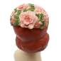 Preview: Pink half hat with flower lace - big fascinator in vintage look