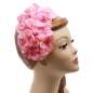 Preview: Rosa Fascinator mit Hortensien bestickt - Half Hat im Vintage Stil