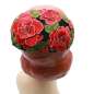 Preview: halbhut rote Rosen schwarz rot vintage