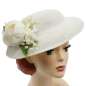 Preview: Bright vintage summer hat with white corsage flower