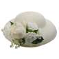 Preview: Heller Hut mit weißer Ansteckblume zum Wechseln