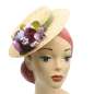 Preview: straw hat small purple flower vintage
