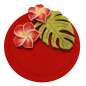 Preview: Red Mini with Monstera Leaf and Frangipani Flower