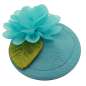 Preview: Light Blue Mini Fascinator with Chiffon Flower