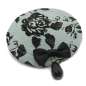 Preview: Mint Green Mini Fascinator with Black Rose Print and Drops