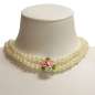 Preview: Two row pearl necklace with flower