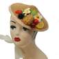 Preview: Cone hat in brown with fruits and straw braid