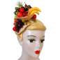 Preview: Fruit bowl half hat - big fascinator with fruits and straw braid