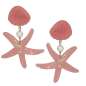 Preview: Pink Starfish & Shell - Rockabilly earrings with glitter