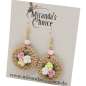 Preview: Earrings with rattan ring and flowers in pastel shades