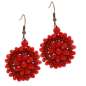 Preview: Red flower made of pearls - Earrings