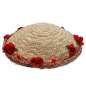 Preview: Strohhut kleiner Bowler Hut mit Netz und roten Blumen