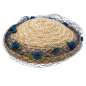 Preview: round straw hat blue flowers