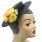 Preview: black straw boater hat yellow flowers