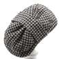 Preview: Small Half Hat - Fascinator with tweed houndstooth in black & white