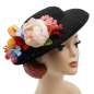 Preview: big hat black colourful corsage flower vintage rockabilly