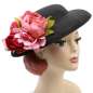Preview: Grosser Schwarzer Hut mit rosa-roter Ansteckblume zum Wechseln