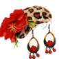 Preview: Set: Leo and red flowers - Earrings & Fascinator