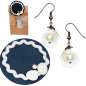 Preview: Maritime Set: Shell Earrings and Mini Fascinator in Blue White