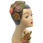 Preview: Brown half hat with flowers - big fascinator in vintage look