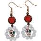 Preview: Sugar Skull with Red Flower - Rockabilly Earrings