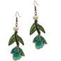 Preview: Earrings with embroidered flowers in blue-green