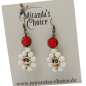 Preview: Sugar Skull with Red Flower - Rockabilly Earrings