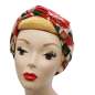 Preview: dressed, flat tied: Turban hairband with red flowers