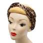 Preview: dressed, flat tied: Leopard pattern turban hair band with wire