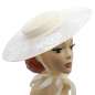 Preview: big white Cartwheel Hat with Wide Brim with lace