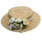 Preview: Flat straw hat & white flower corsage - Vintage Style Canotier Hat & white flowers