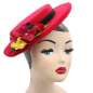 Preview: Small Boater hat made of wool fabric in red with small flowers