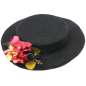 Preview: Kleiner Hut aus Wollstoff in schwarz mit kleinen Blumen im Vintage Look