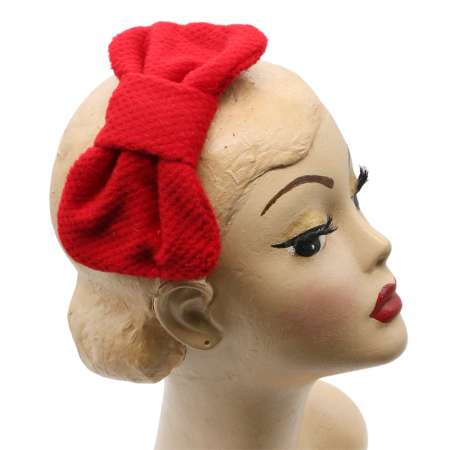 Red Small Bow Half Hat - Tartan Fascinator
