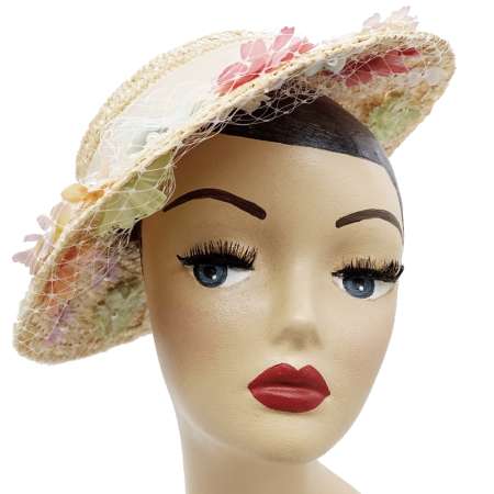 hat with vintage straw mushroom hat with net