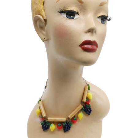 Tiki Necklace with Bamboo & Fruit