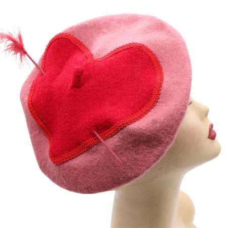 pink heart beret
