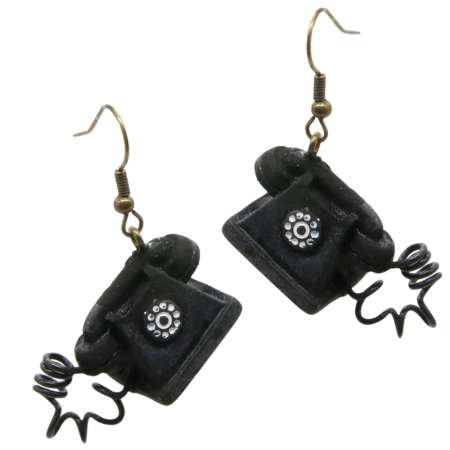 telephone - Earrings in Black