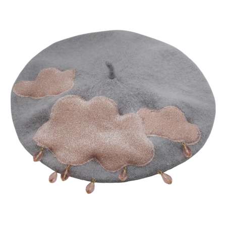 Grey beret with clouds