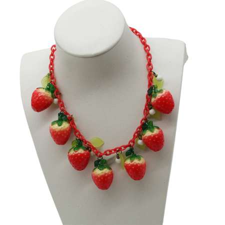 Necklace with strawberries