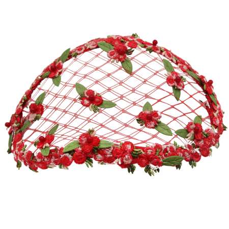 Half Hat made of mesh with flowers vintage