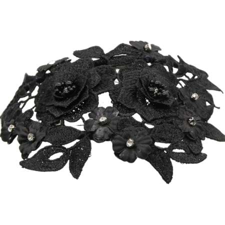 bandeau hat black flower lace