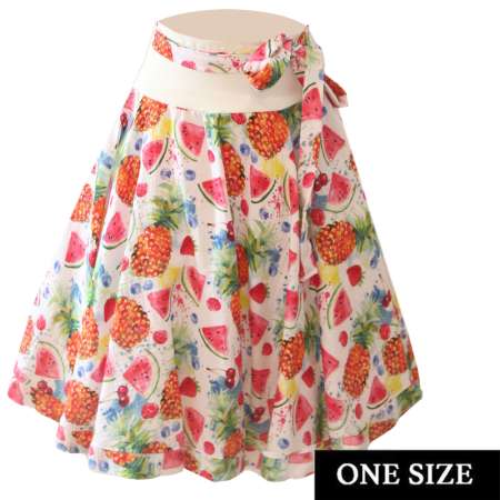 Circle skirt in yellow with lemons & fruits