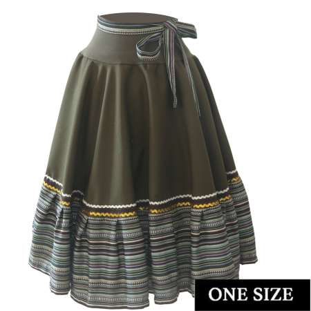 green patio swing skirt with colorful hem