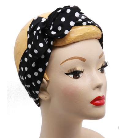 Polka dots black white - hair band with wire