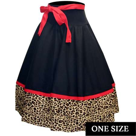 Rockabilly circle skirt leopard print plush - one size