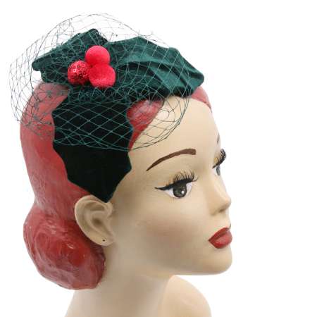 Fascinator Holly leaves with veil